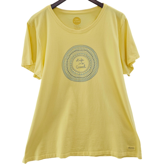Life Is Good Tops - Life is Good Shirt Womens XXL Yellow Crusher Tee Graphic Print Short Sleeve